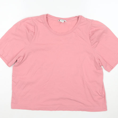 Monki Women's Pink Cotton Short Sleeve Basic T-Shirt M