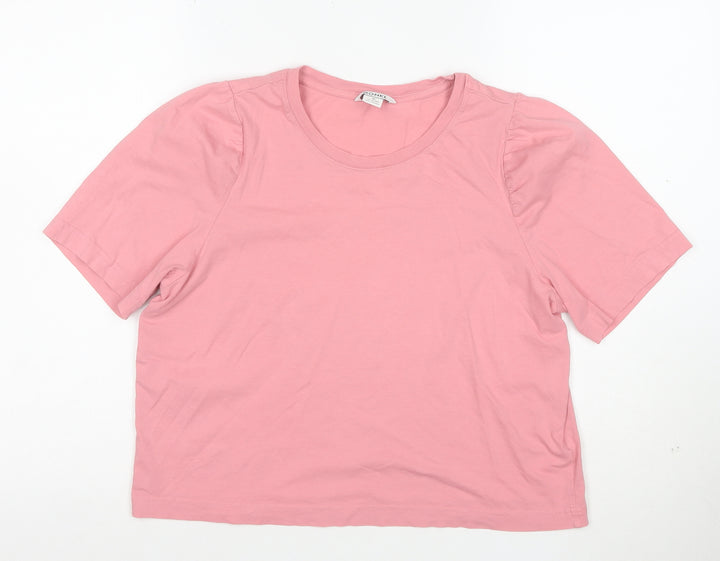 Monki Women's Pink Cotton Short Sleeve Basic T-Shirt M