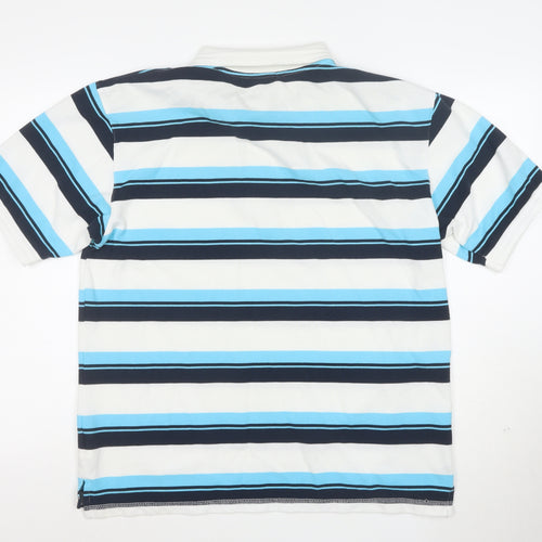 Lonsdale London Men's XL Striped Cotton Polo Shirt White Blue