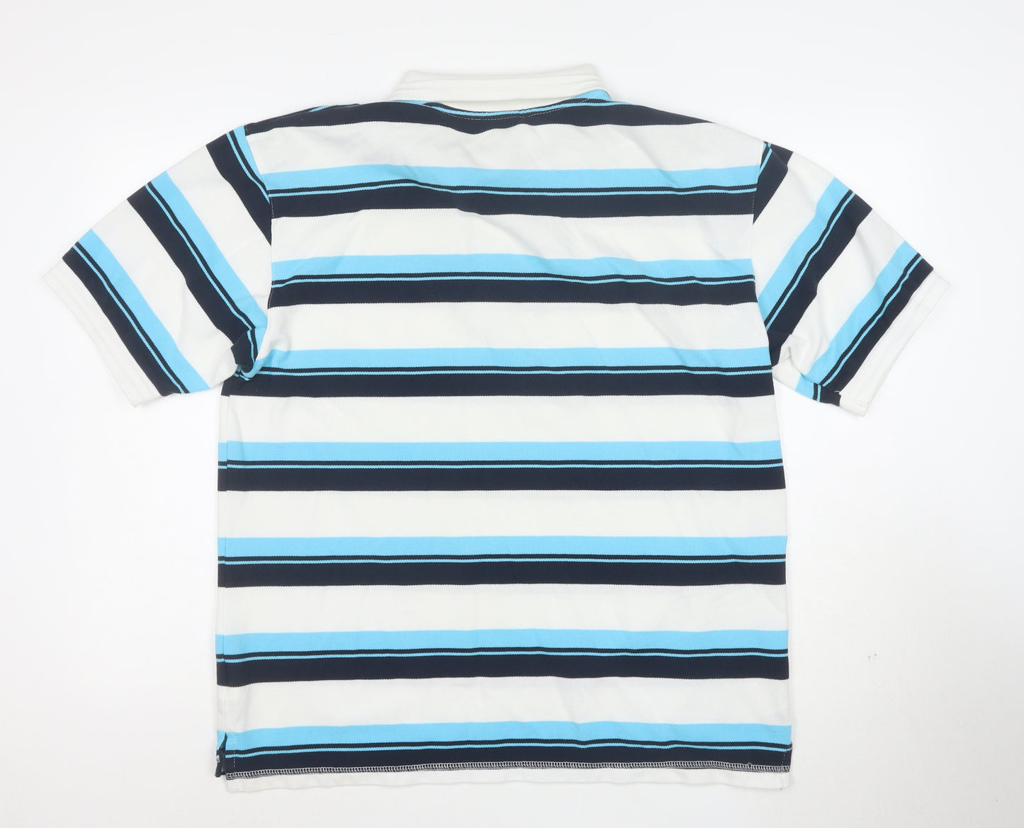 Lonsdale London Men's XL Striped Cotton Polo Shirt White Blue