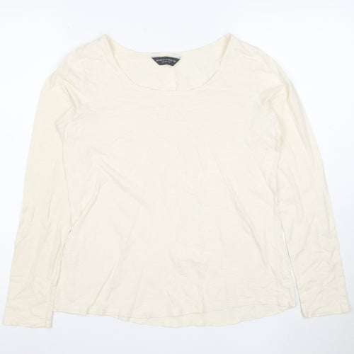 Dorothy Perkins Women’s Ivory Long Sleeve Cotton T-Shirt Size 14