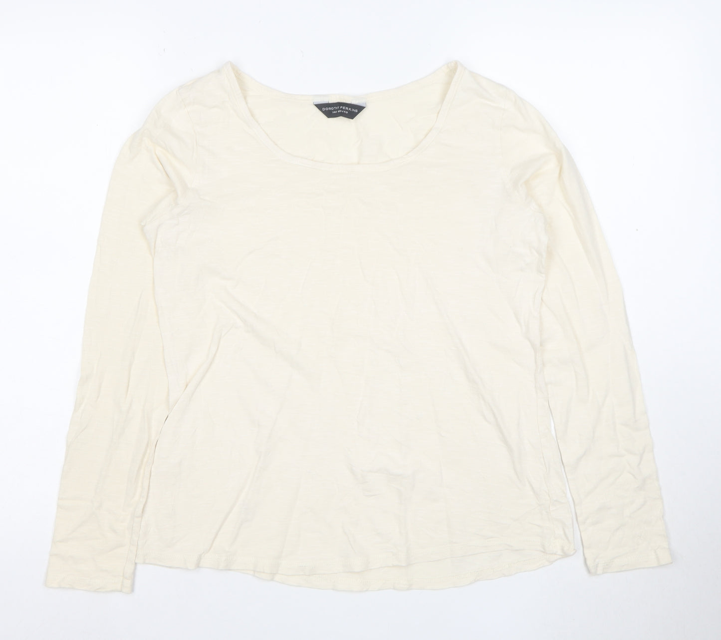 Dorothy Perkins Women’s Ivory Long Sleeve Cotton T-Shirt Size 14