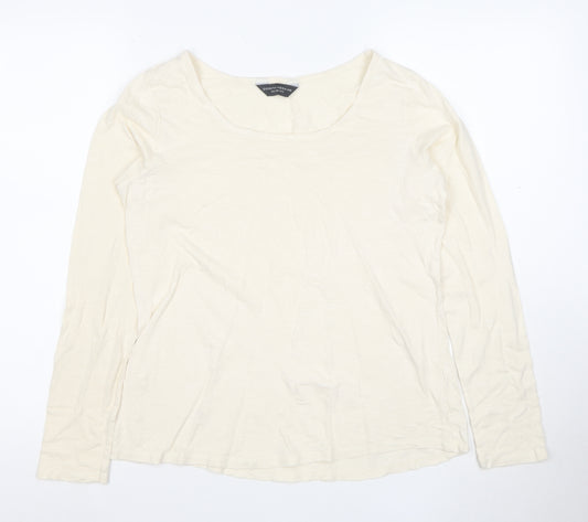 Dorothy Perkins Women’s Ivory Long Sleeve Cotton T-Shirt Size 14