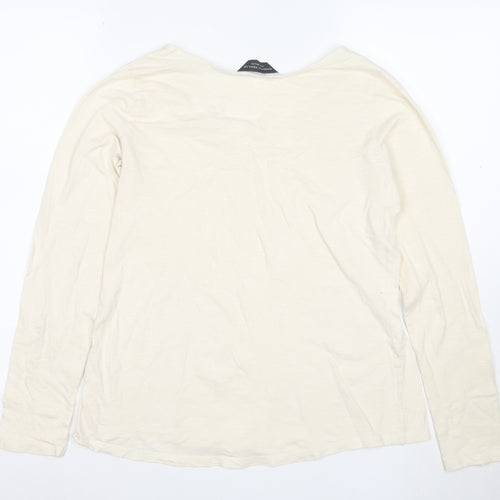 Dorothy Perkins Women’s Ivory Long Sleeve Cotton T-Shirt Size 14