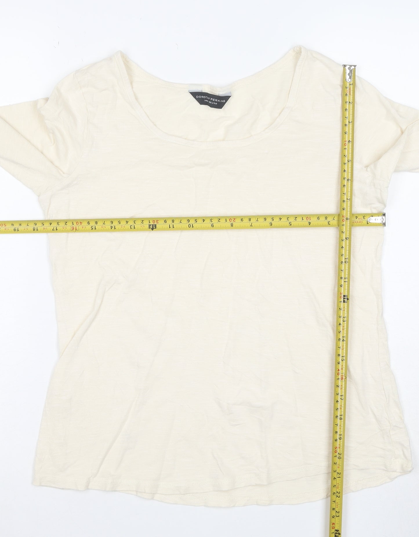 Dorothy Perkins Women’s Ivory Long Sleeve Cotton T-Shirt Size 14