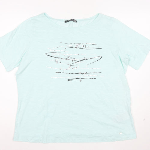 Betty Barclay Women's Blue Cotton Studded T-Shirt Size 20