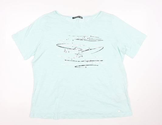 Betty Barclay Women's Blue Cotton Studded T-Shirt Size 20