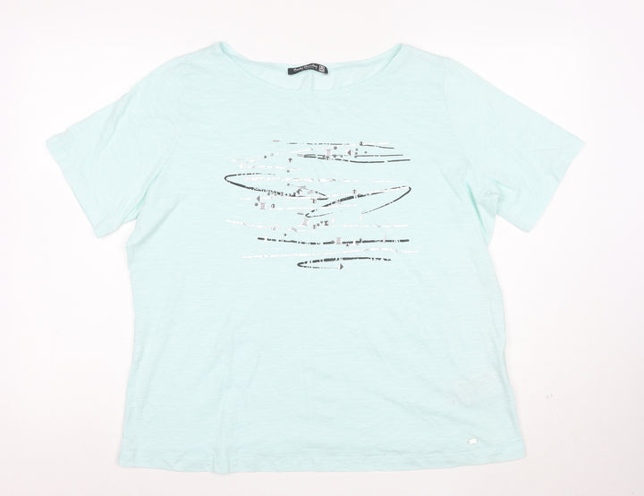 Betty Barclay Women's Blue Cotton Studded T-Shirt Size 20