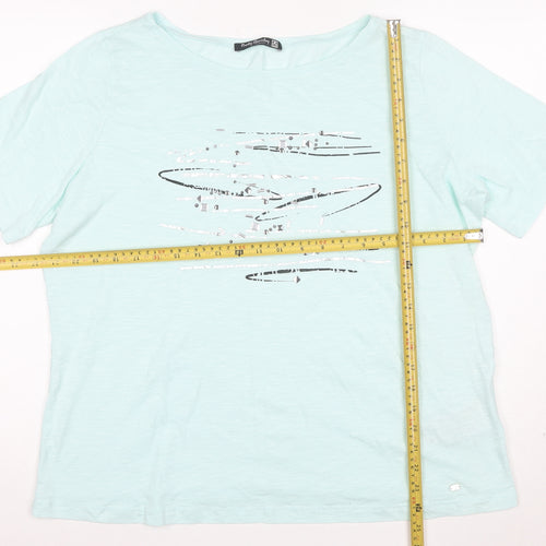 Betty Barclay Women's Blue Cotton Studded T-Shirt Size 20