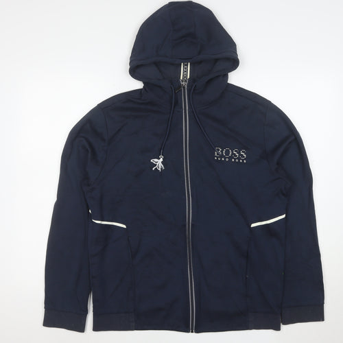 Hugo Boss Men's Blue Full Zip Hoodie XL Regular Fit Cotton