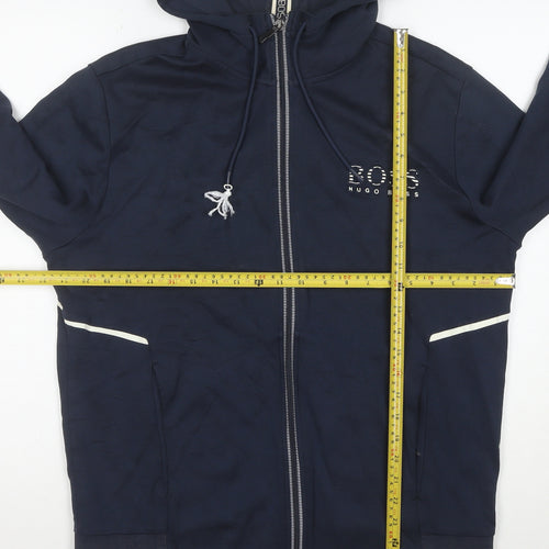 Hugo Boss Men's Blue Full Zip Hoodie XL Regular Fit Cotton