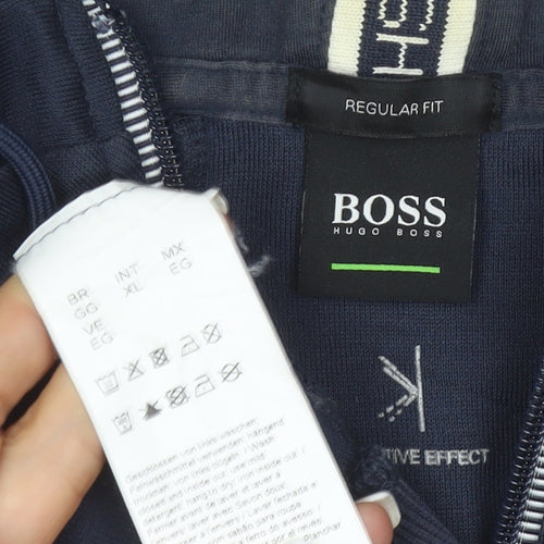 Hugo Boss Men's Blue Full Zip Hoodie XL Regular Fit Cotton