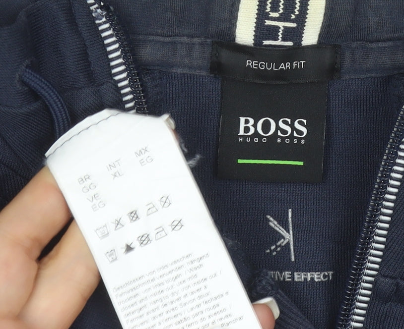 Hugo Boss Men's Blue Full Zip Hoodie XL Regular Fit Cotton
