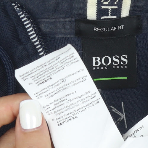 Hugo Boss Men's Blue Full Zip Hoodie XL Regular Fit Cotton