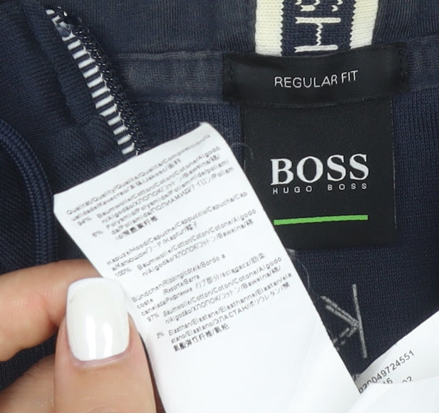 Hugo Boss Men's Blue Full Zip Hoodie XL Regular Fit Cotton