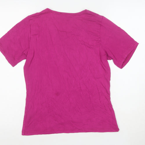 Ately Amke Women’s Pink Short Sleeve Basic Stretch T-Shirt Size M