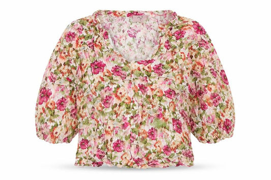Front view of AX Paris Women’s Multicoloured Floral Chiffon Blouse, size UK 12