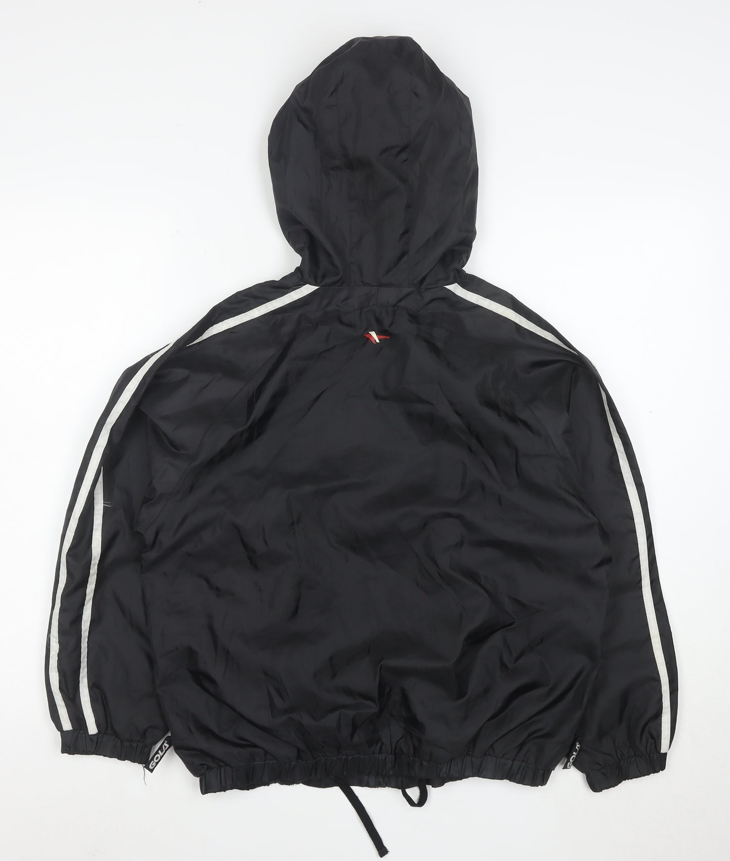 Gola Boys Black Red Hooded Windbreaker Jacket Size L Polyester Full Zip