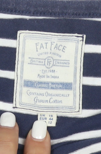 Fat Face Women’s Blue Striped Long Sleeve Breton T-Shirt Size 16
