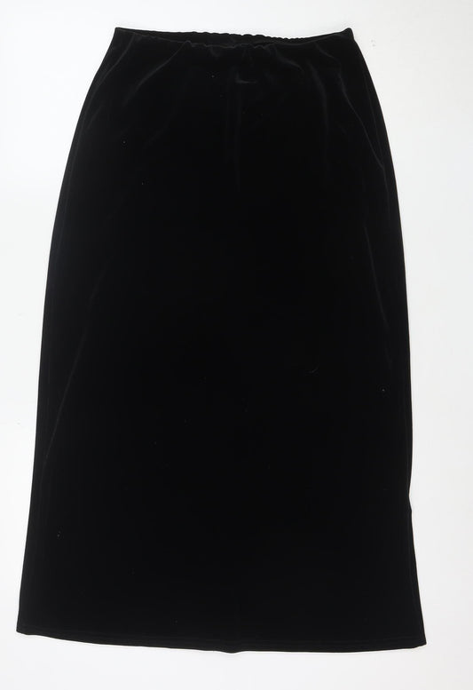 Twotone Womens Black Velvet Pencil Skirt Size 12 Stretch