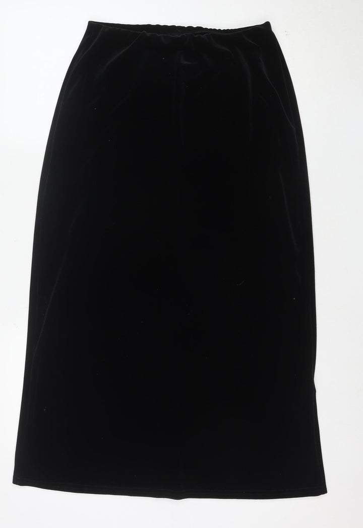 Twotone Womens Black Velvet Pencil Skirt Size 12 Stretch