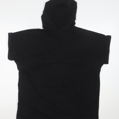 OLKO Women's Black XL Hooded Short Sleeve Motivational T-Shirt