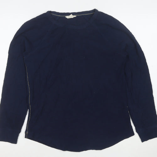 White Stuff Women's Blue Long Sleeve Cotton Zip T-Shirt UK 10