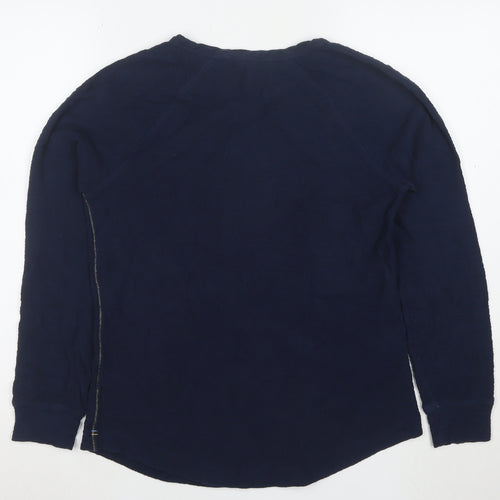 White Stuff Women's Blue Long Sleeve Cotton Zip T-Shirt UK 10