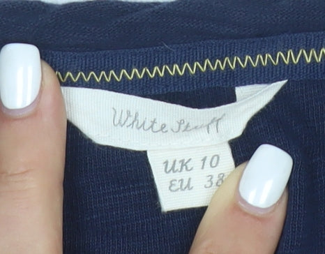White Stuff Women's Blue Long Sleeve Cotton Zip T-Shirt UK 10