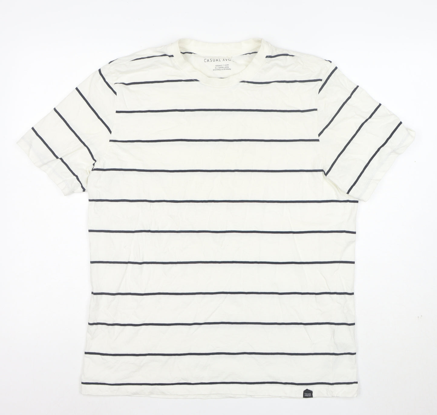 Casual Friday Men's White Striped Organic Cotton T-Shirt XL