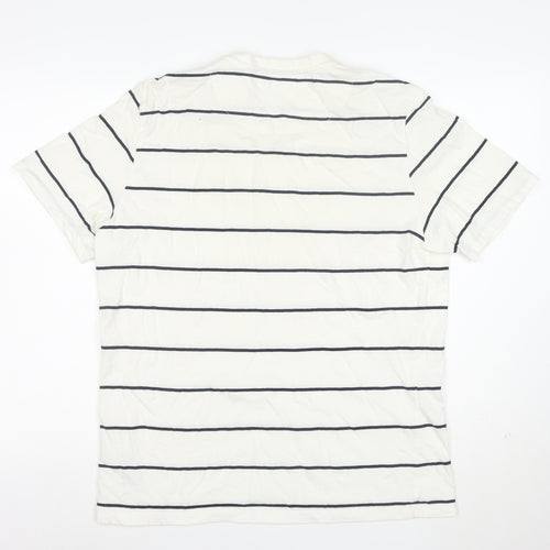 Casual Friday Men's White Striped Organic Cotton T-Shirt XL