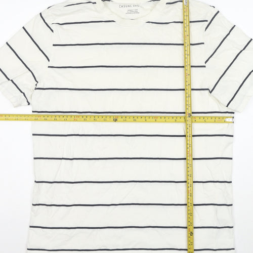 Casual Friday Men's White Striped Organic Cotton T-Shirt XL