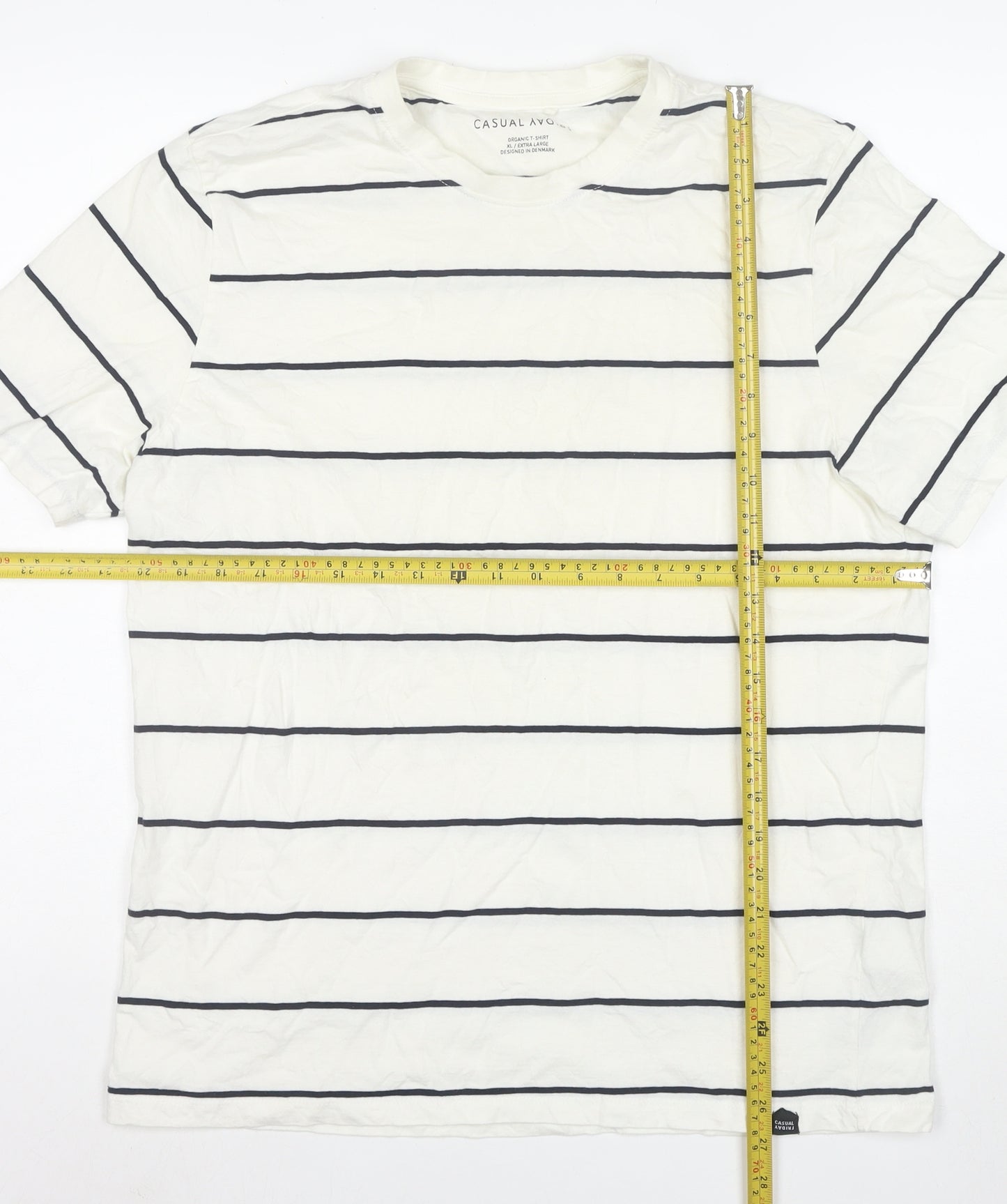 Casual Friday Men's White Striped Organic Cotton T-Shirt XL