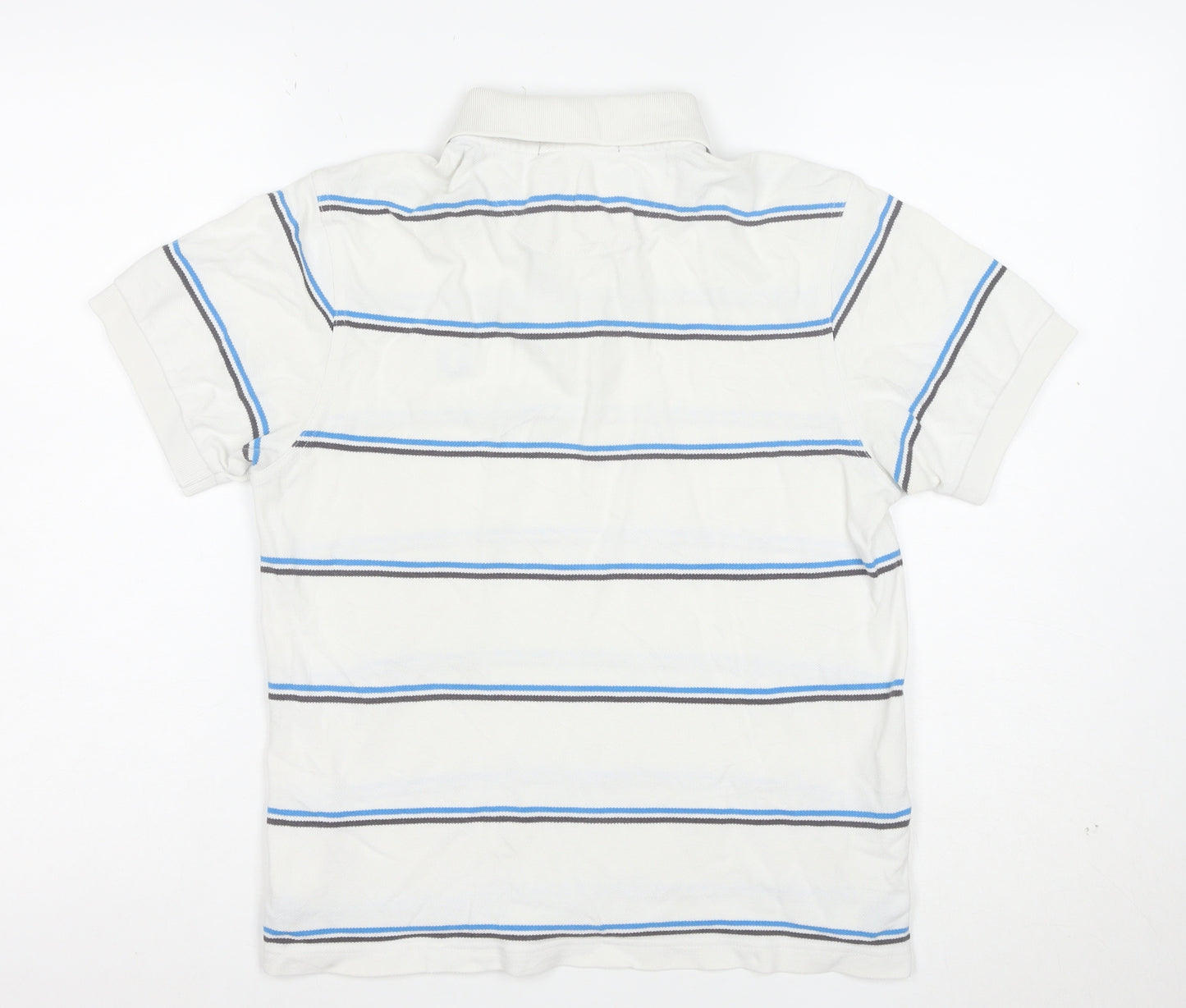 Fred Perry Men's White Striped Cotton Polo Shirt Size M