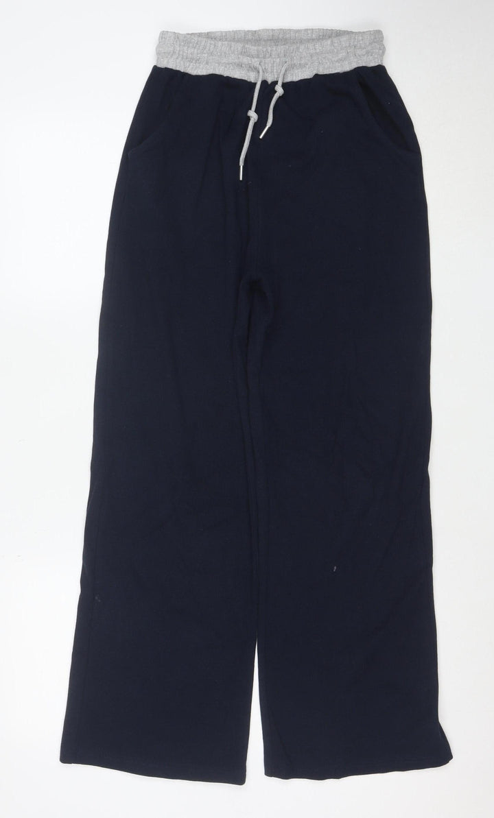 Pink Vanilla Womens Blue Jogger Trousers Size M Elastic Waist Cotton