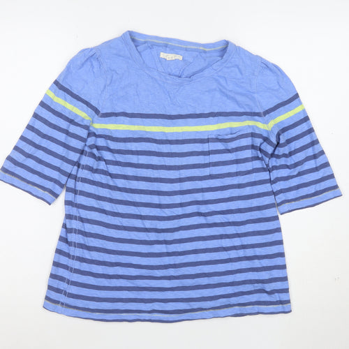 Joules Women Blue Striped 3/4 Sleeve Cotton T-Shirt UK 12