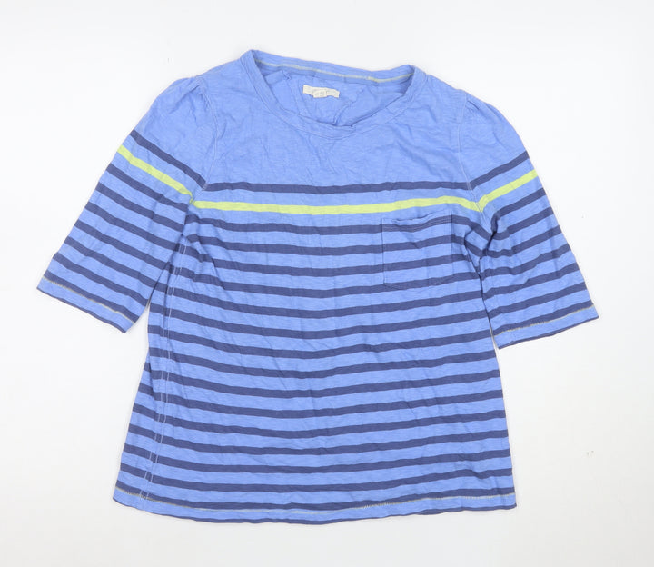 Joules Women Blue Striped 3/4 Sleeve Cotton T-Shirt UK 12