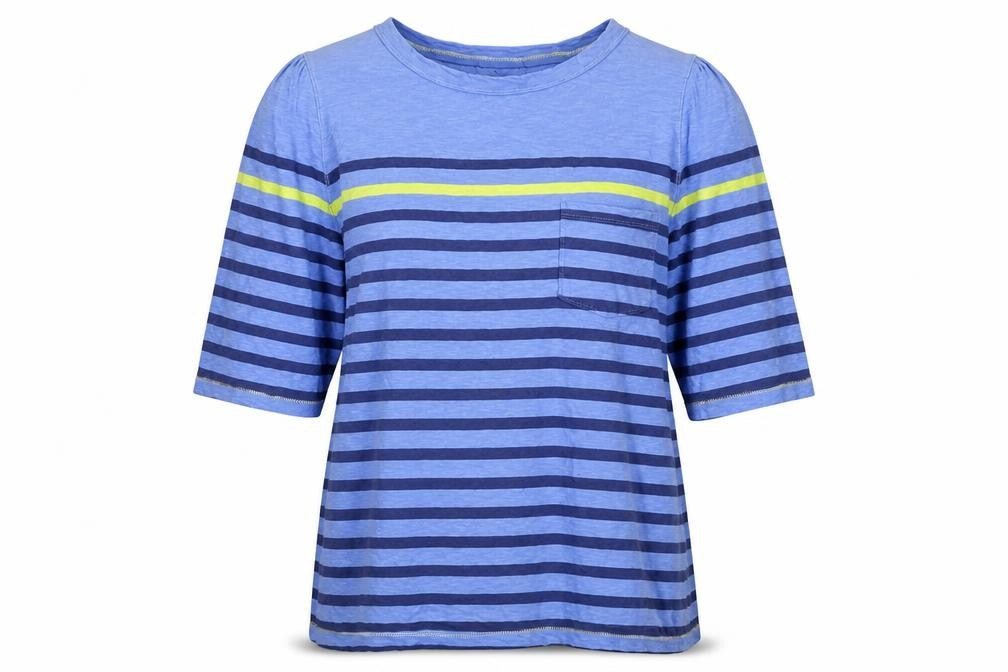 Joules Women Blue Striped 3/4 Sleeve Cotton T-Shirt UK 12