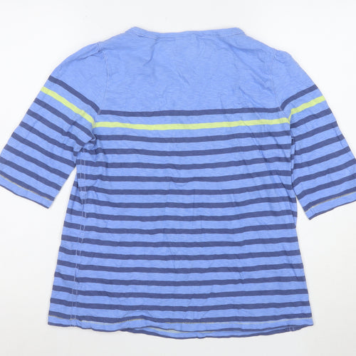 Joules Women Blue Striped 3/4 Sleeve Cotton T-Shirt UK 12