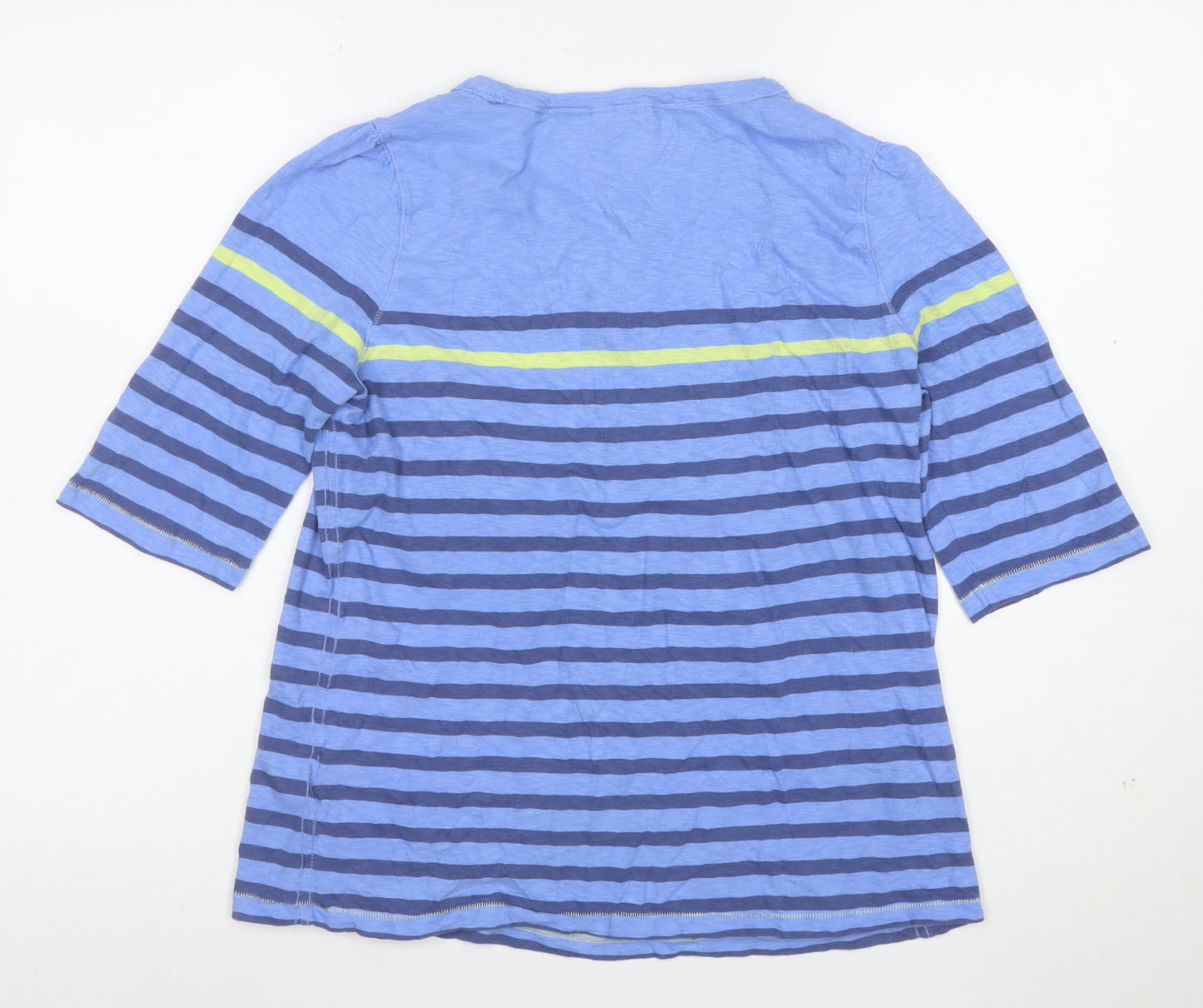 Joules Women Blue Striped 3/4 Sleeve Cotton T-Shirt UK 12