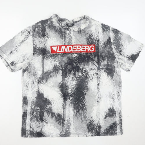 J.Lindeberg Men's Multicoloured Palm Print Cotton T-Shirt L