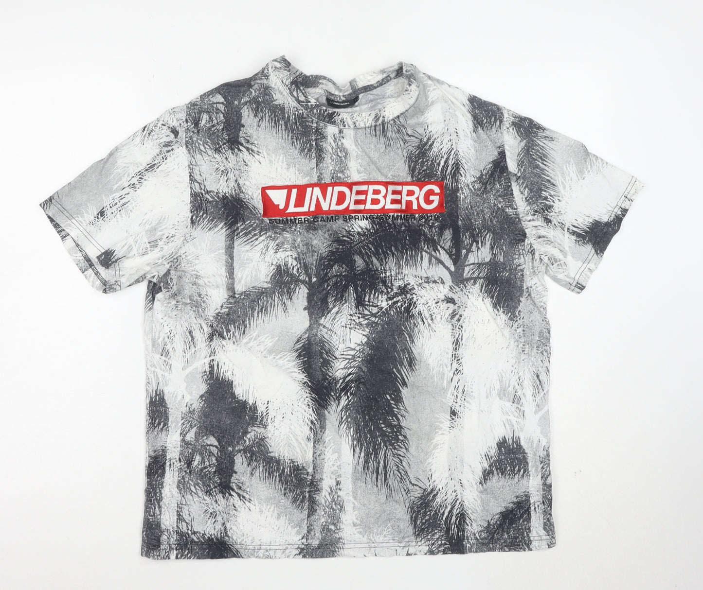 J.Lindeberg Men's Multicoloured Palm Print Cotton T-Shirt L