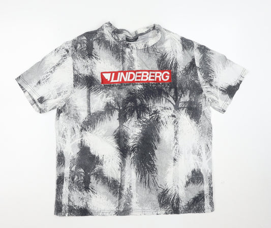 J.Lindeberg Men's Multicoloured Palm Print Cotton T-Shirt L