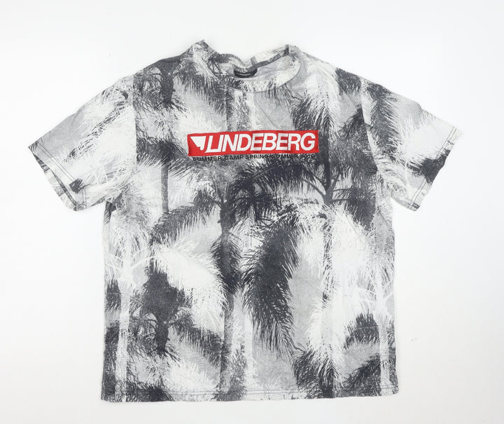 J.Lindeberg Men's Multicoloured Palm Print Cotton T-Shirt L