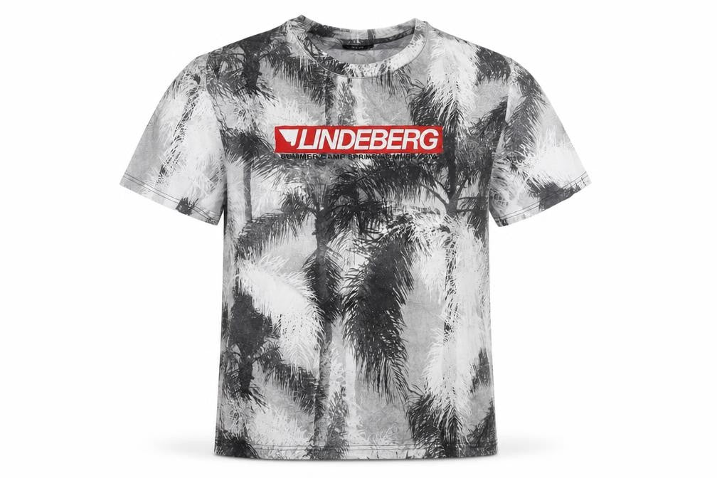 J.Lindeberg Men's Multicoloured Palm Print Cotton T-Shirt L