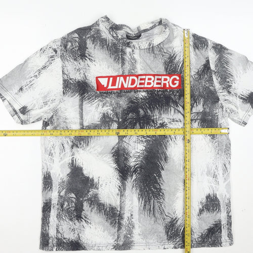 J.Lindeberg Men's Multicoloured Palm Print Cotton T-Shirt L