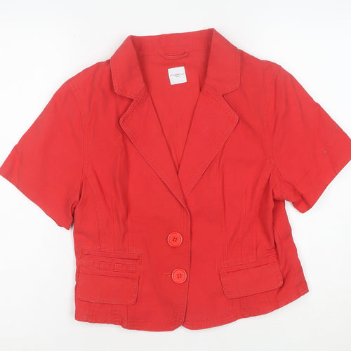 New Look Women Red Cotton Short Sleeve Blazer Jacket UK 14