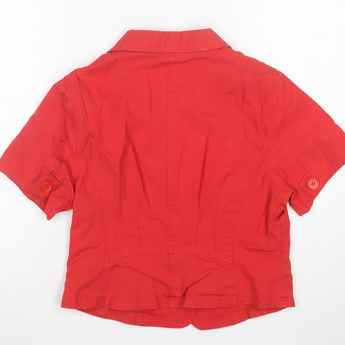 New Look Women Red Cotton Short Sleeve Blazer Jacket UK 14