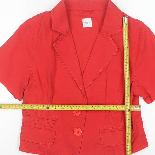 New Look Women Red Cotton Short Sleeve Blazer Jacket UK 14