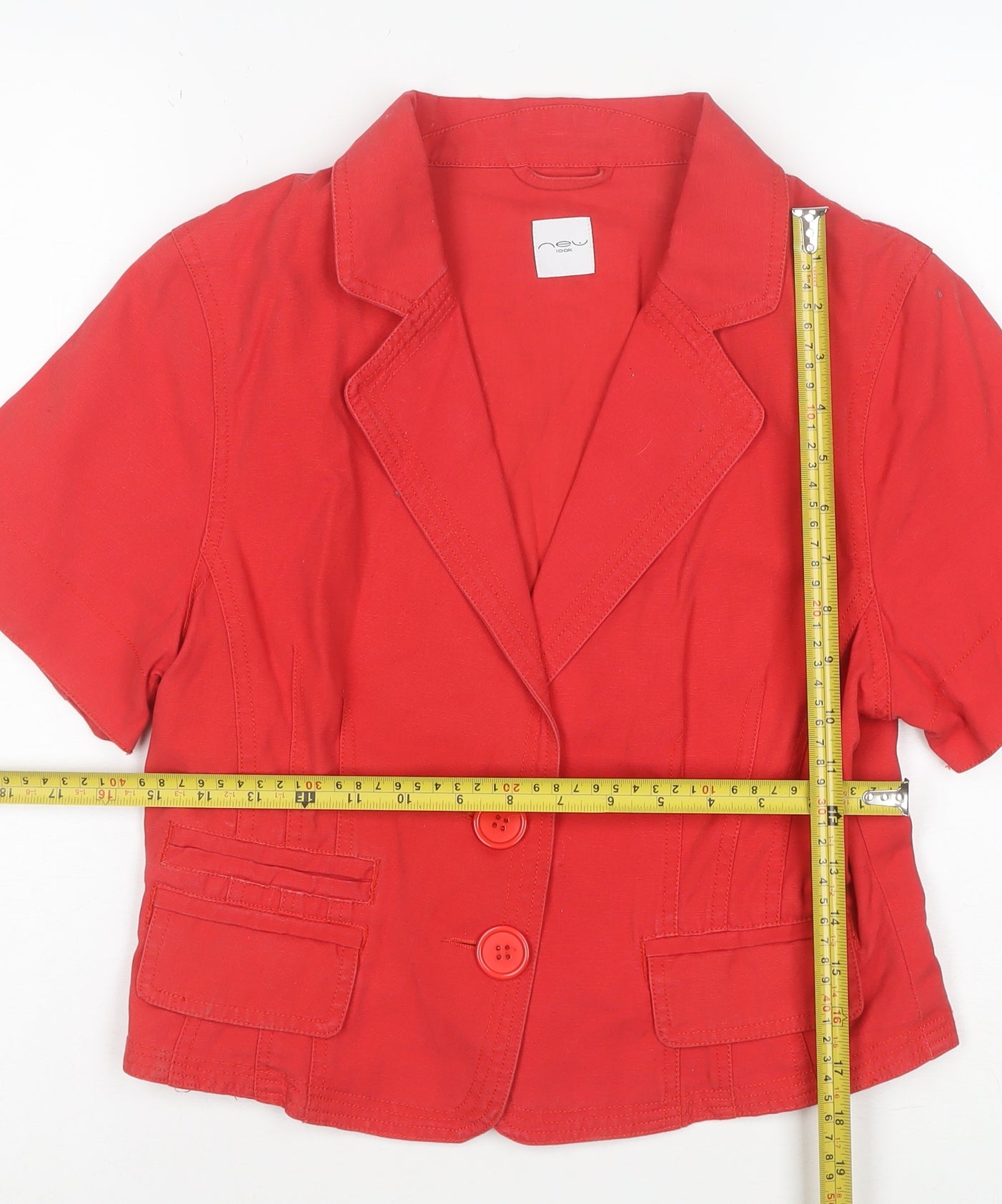 New Look Women Red Cotton Short Sleeve Blazer Jacket UK 14